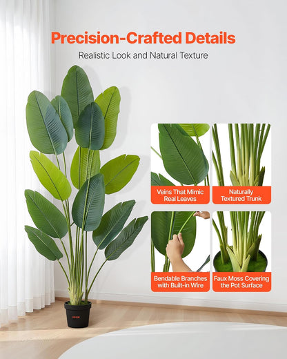 Artificial Bird of Paradise Tree, 5 FT Tall Faux Plant, PE Material & Anti-Tip Tilt Protection Low-Maintenance Plant, Lifelike Green Fake Tree for Home Office Warehouse Decor Indoor Outdoor