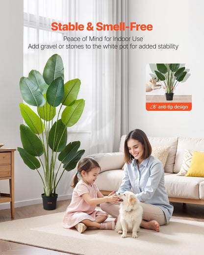 Artificial Bird of Paradise Tree, 5 FT Tall Faux Plant, PE Material & Anti-Tip Tilt Protection Low-Maintenance Plant, Lifelike Green Fake Tree for Home Office Warehouse Decor Indoor Outdoor