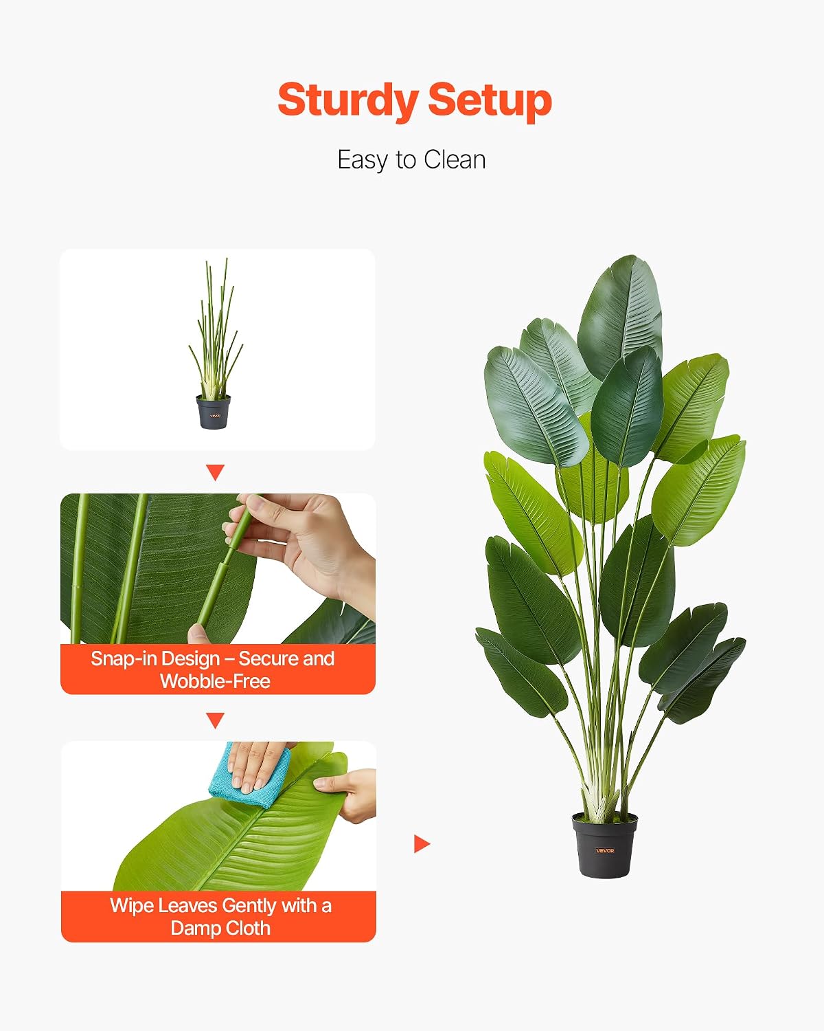 Artificial Bird of Paradise Tree, 5 FT Tall Faux Plant, PE Material & Anti-Tip Tilt Protection Low-Maintenance Plant, Lifelike Green Fake Tree for Home Office Warehouse Decor Indoor Outdoor