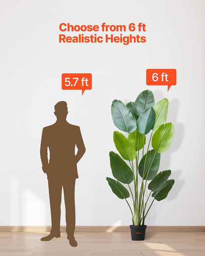Artificial Bird of Paradise Tree, 5 FT Tall Faux Plant, PE Material & Anti-Tip Tilt Protection Low-Maintenance Plant, Lifelike Green Fake Tree for Home Office Warehouse Decor Indoor Outdoor