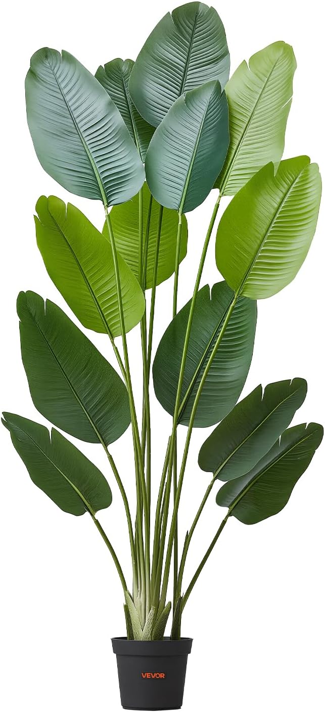 Artificial Bird of Paradise Tree, 5 FT Tall Faux Plant, PE Material & Anti-Tip Tilt Protection Low-Maintenance Plant, Lifelike Green Fake Tree for Home Office Warehouse Decor Indoor Outdoor