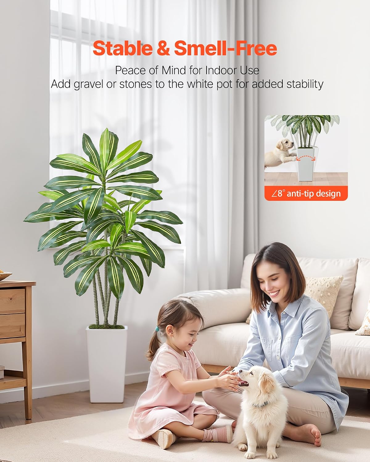 Artificial Bird of Paradise Tree, 5 FT Tall Faux Plant, PE Material & Anti-Tip Tilt Protection Low-Maintenance Plant, Lifelike Green Fake Tree for Home Office Warehouse Decor Indoor Outdoor