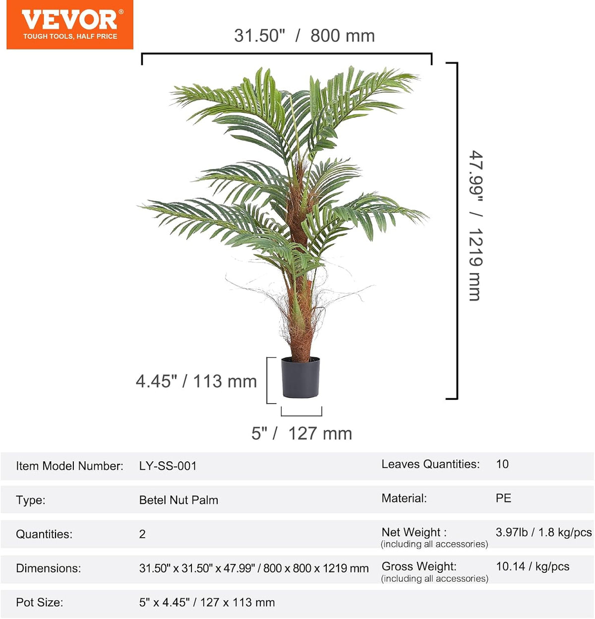 Artificial Bird of Paradise Tree, 5 FT Tall Faux Plant, PE Material & Anti-Tip Tilt Protection Low-Maintenance Plant, Lifelike Green Fake Tree for Home Office Warehouse Decor Indoor Outdoor