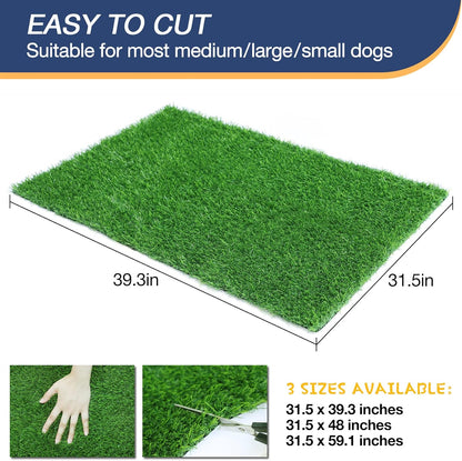 GLOBREEN Dogs Grass Pee Pad for Puppy Potty Training, Pet Friendly Artificial Grass Turf Mat Outdoor Indoor Use, High Drainage, 39.3" x 31.5"