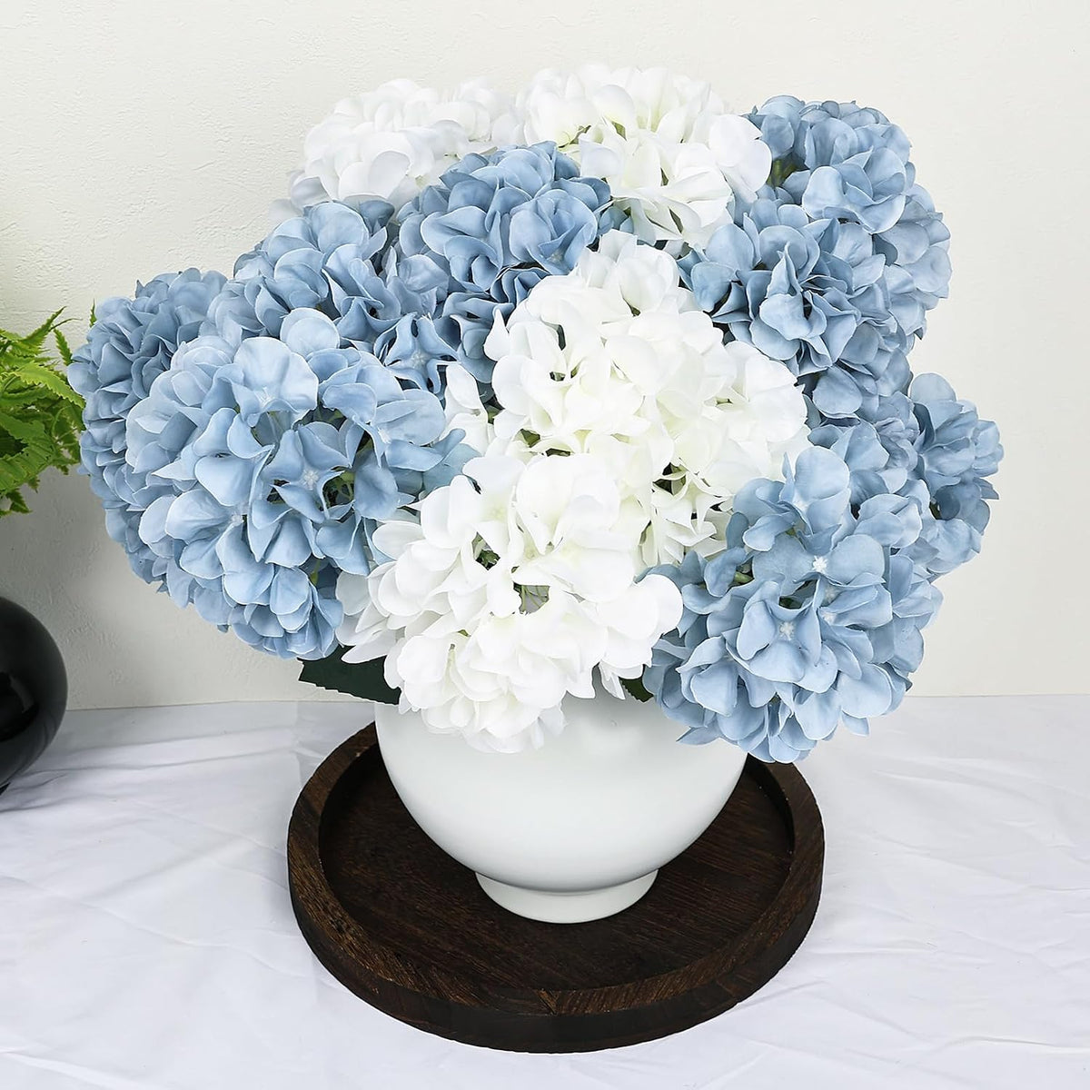 Dusty Blue Hydrangea Artificial Flowers Bulk - 6 PCS Large 54 Heads