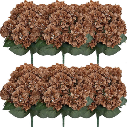 Dusty Blue Hydrangea Artificial Flowers Bulk - 6 PCS Large 54 Heads