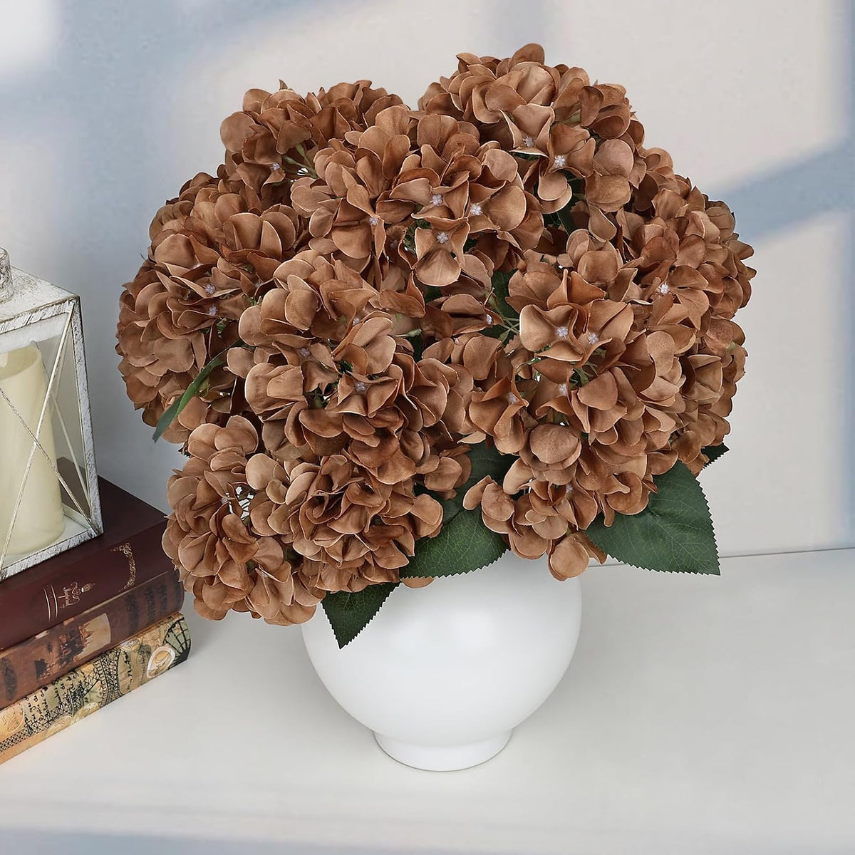Dusty Blue Hydrangea Artificial Flowers Bulk - 6 PCS Large 54 Heads