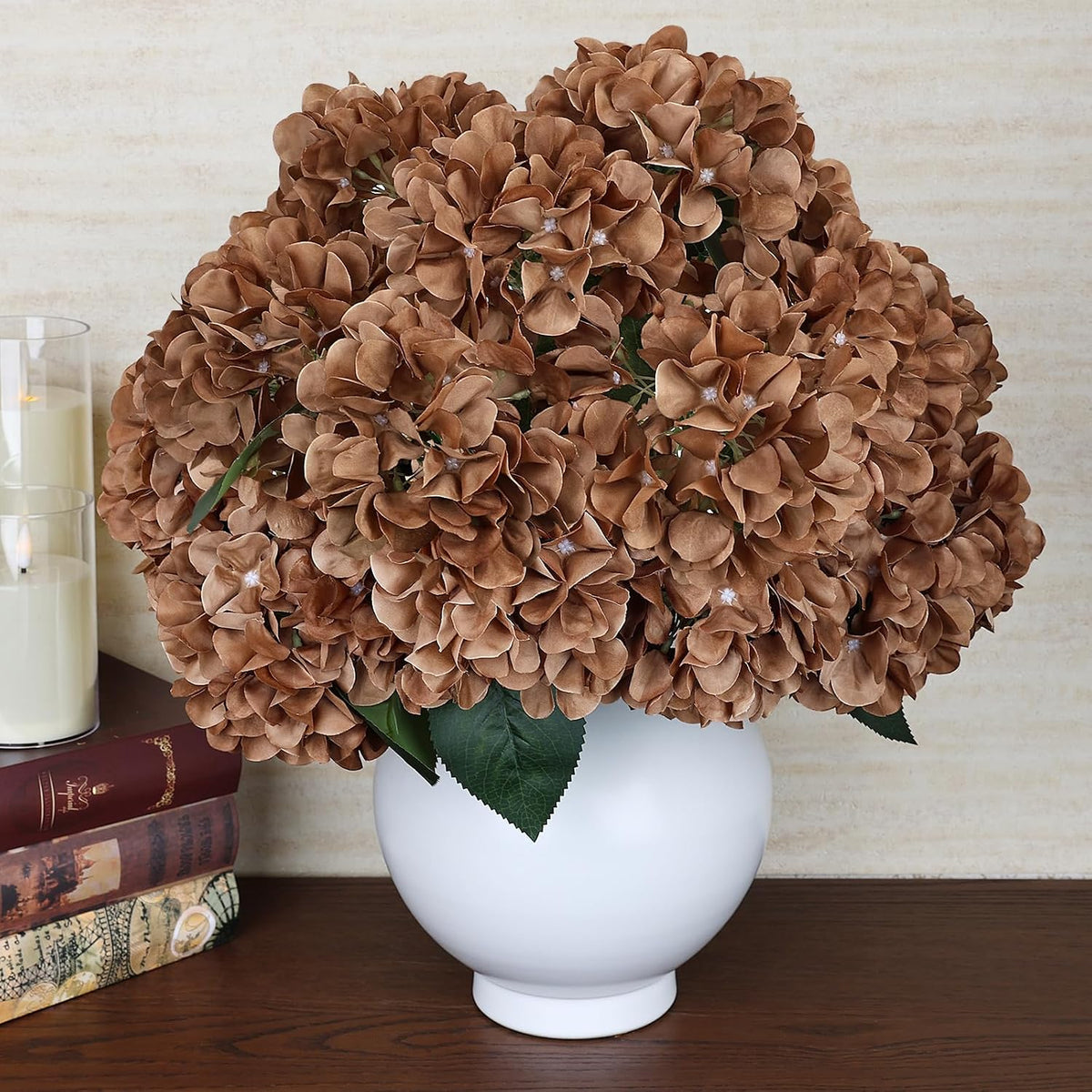 Dusty Blue Hydrangea Artificial Flowers Bulk - 6 PCS Large 54 Heads