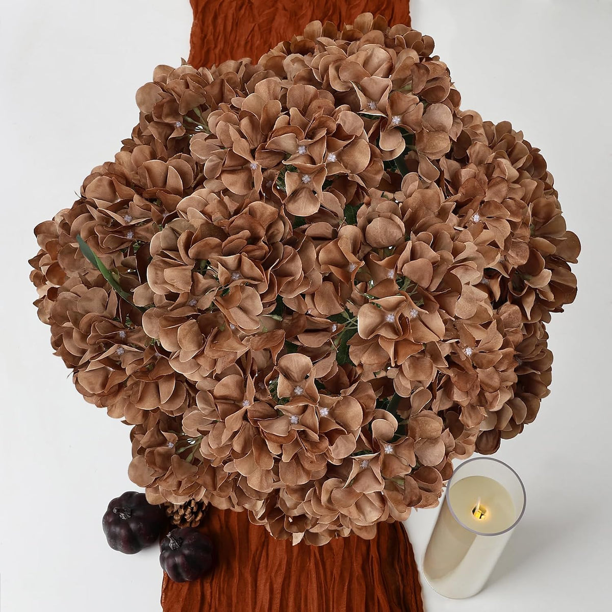 Dusty Blue Hydrangea Artificial Flowers Bulk - 6 PCS Large 54 Heads