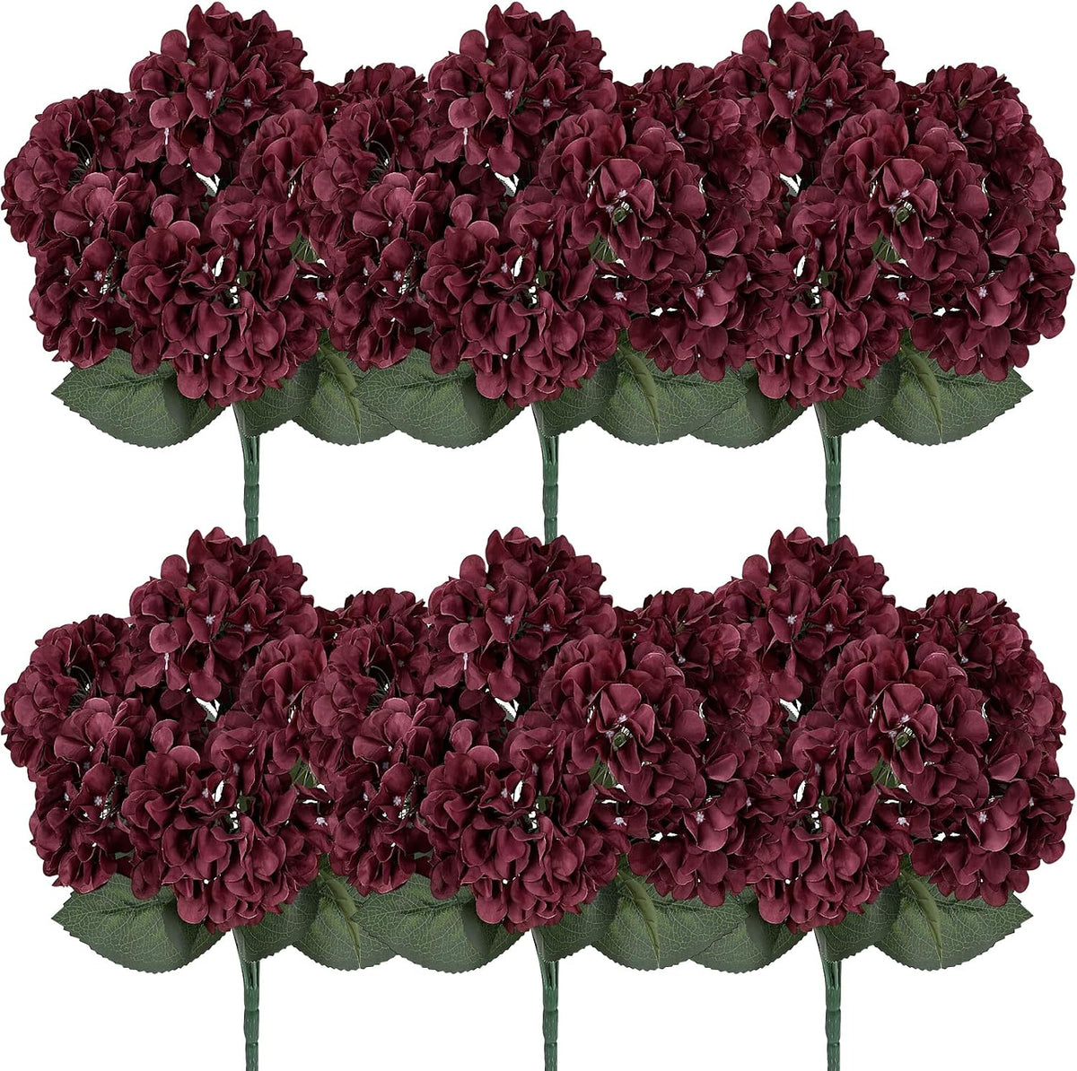Dusty Blue Hydrangea Artificial Flowers Bulk - 6 PCS Large 54 Heads