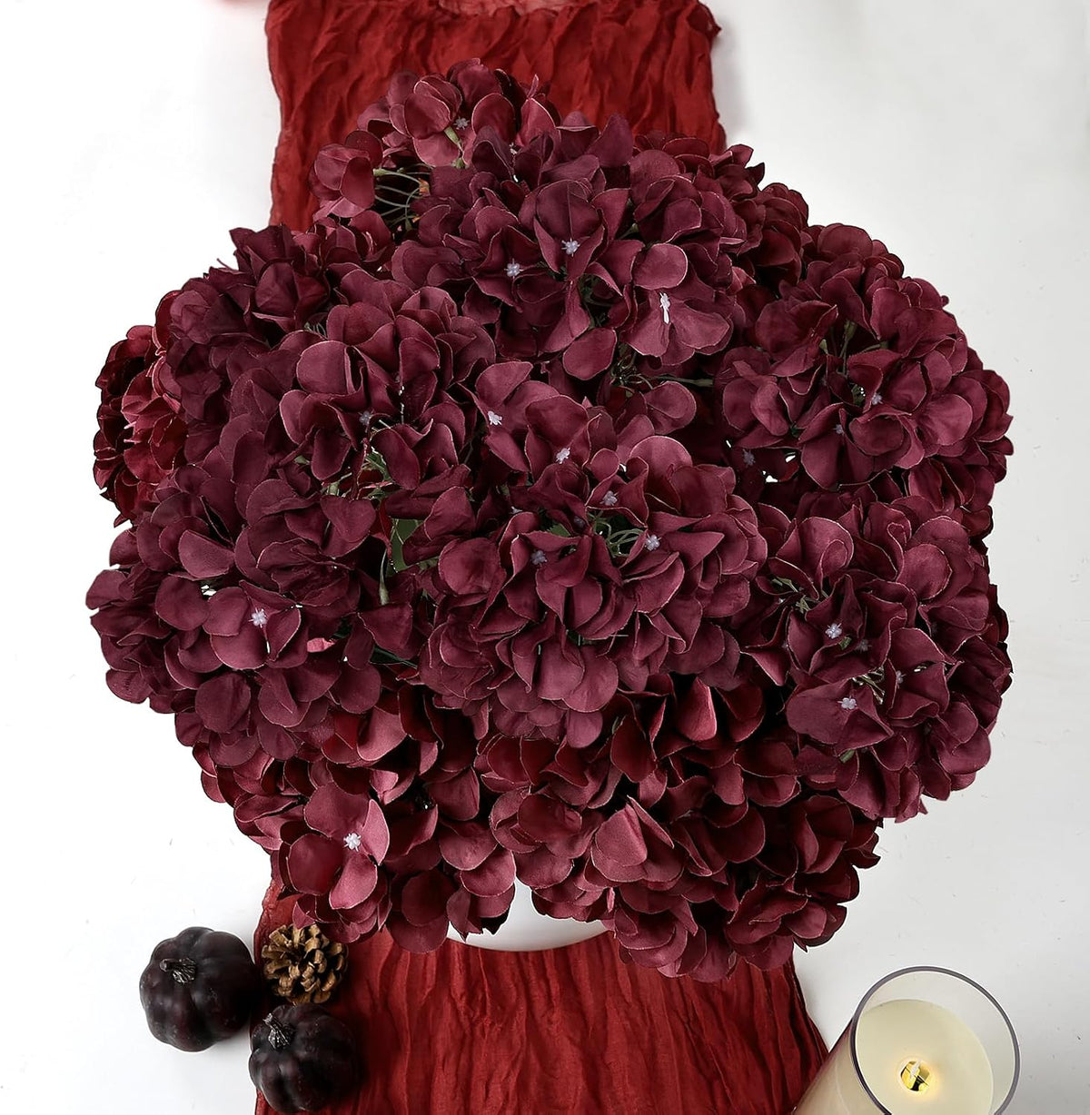 Dusty Blue Hydrangea Artificial Flowers Bulk - 6 PCS Large 54 Heads