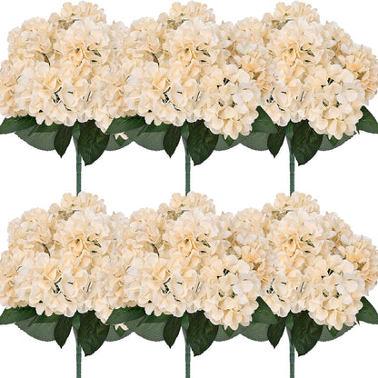 Dusty Blue Hydrangea Artificial Flowers Bulk - 6 PCS Large 54 Heads