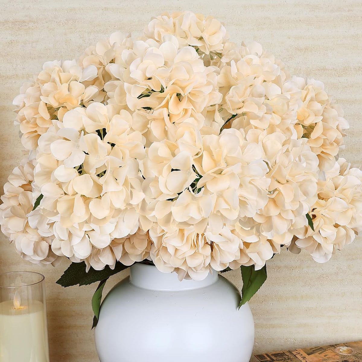 Dusty Blue Hydrangea Artificial Flowers Bulk - 6 PCS Large 54 Heads