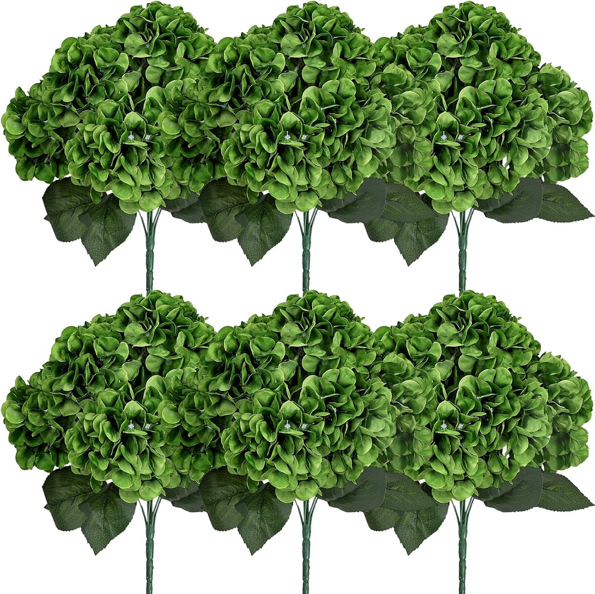 Dusty Blue Hydrangea Artificial Flowers Bulk - 6 PCS Large 54 Heads