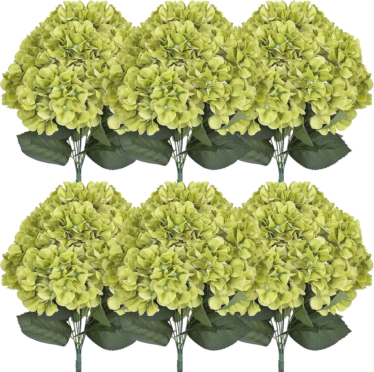 Dusty Blue Hydrangea Artificial Flowers Bulk - 6 PCS Large 54 Heads