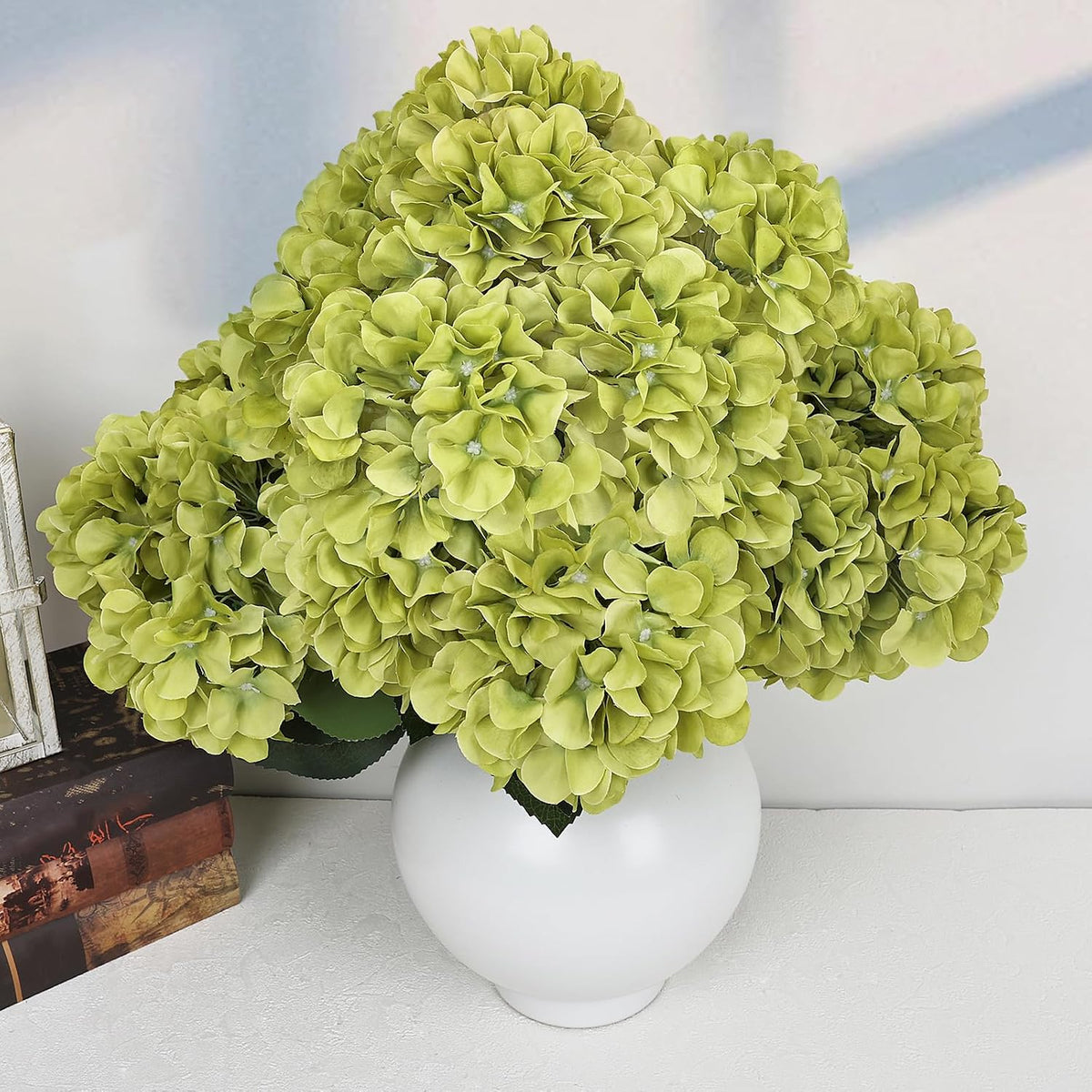 Dusty Blue Hydrangea Artificial Flowers Bulk - 6 PCS Large 54 Heads