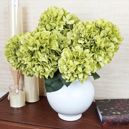 Dusty Blue Hydrangea Artificial Flowers Bulk - 6 PCS Large 54 Heads
