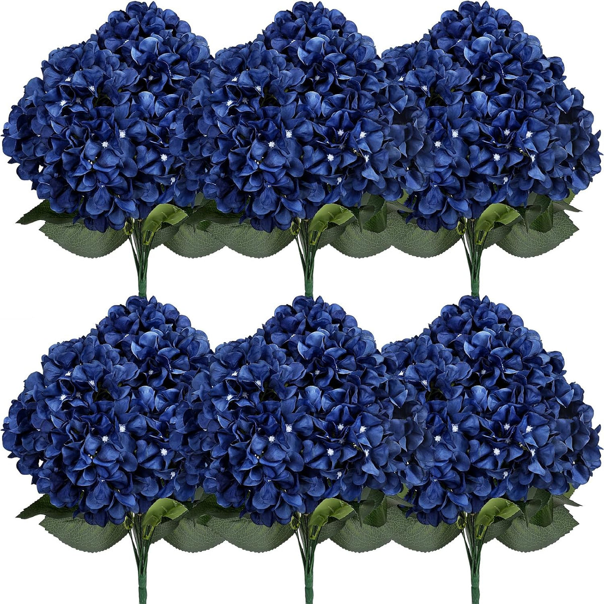 Dusty Blue Hydrangea Artificial Flowers Bulk - 6 PCS Large 54 Heads