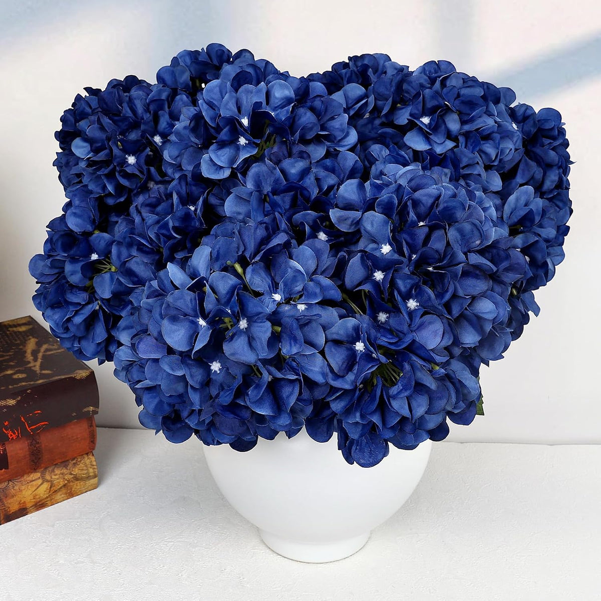 Dusty Blue Hydrangea Artificial Flowers Bulk - 6 PCS Large 54 Heads