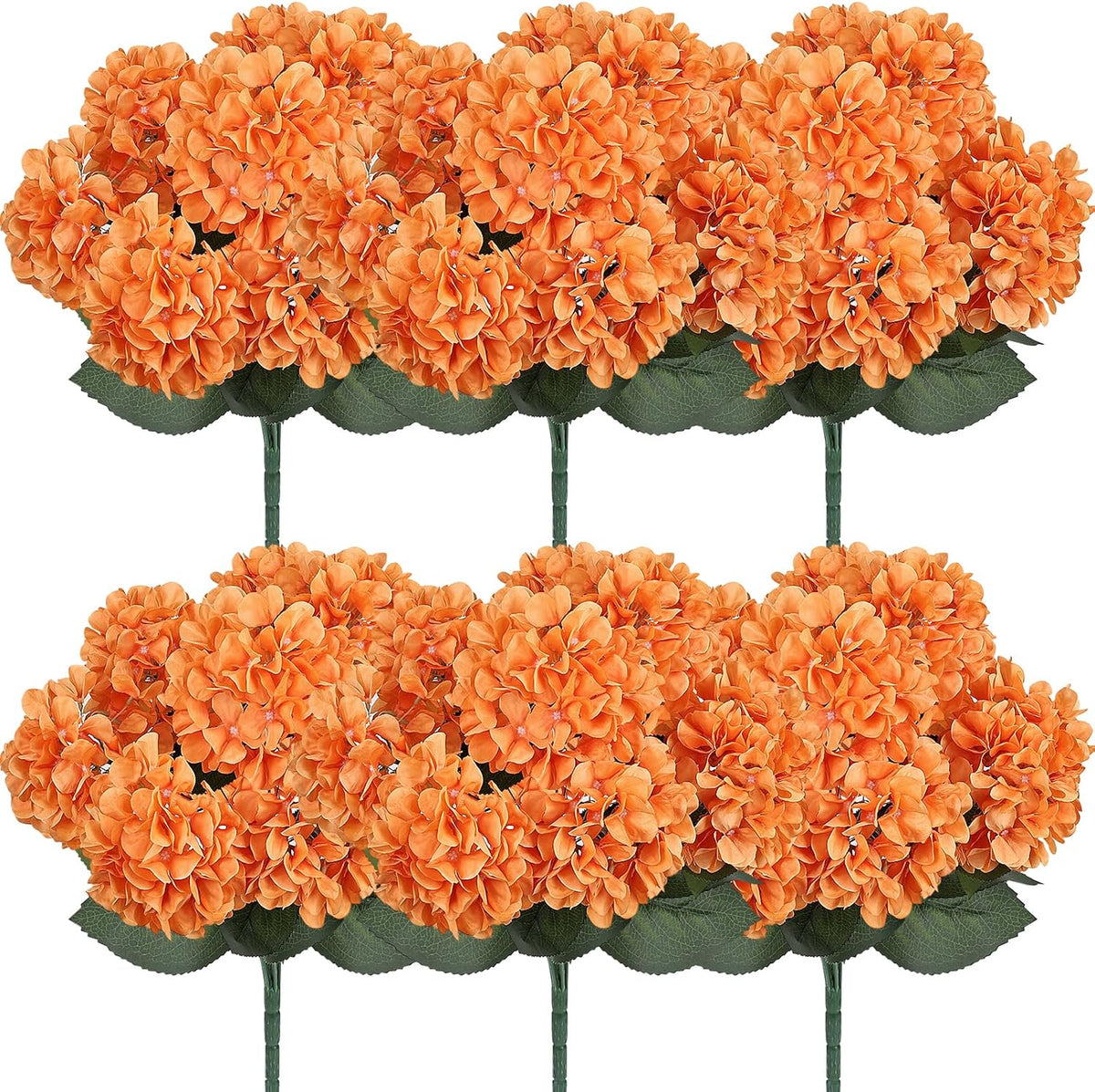Dusty Blue Hydrangea Artificial Flowers Bulk - 6 PCS Large 54 Heads