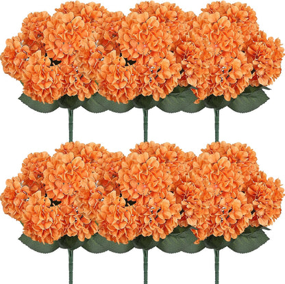 Dusty Blue Hydrangea Artificial Flowers Bulk - 6 PCS Large 54 Heads