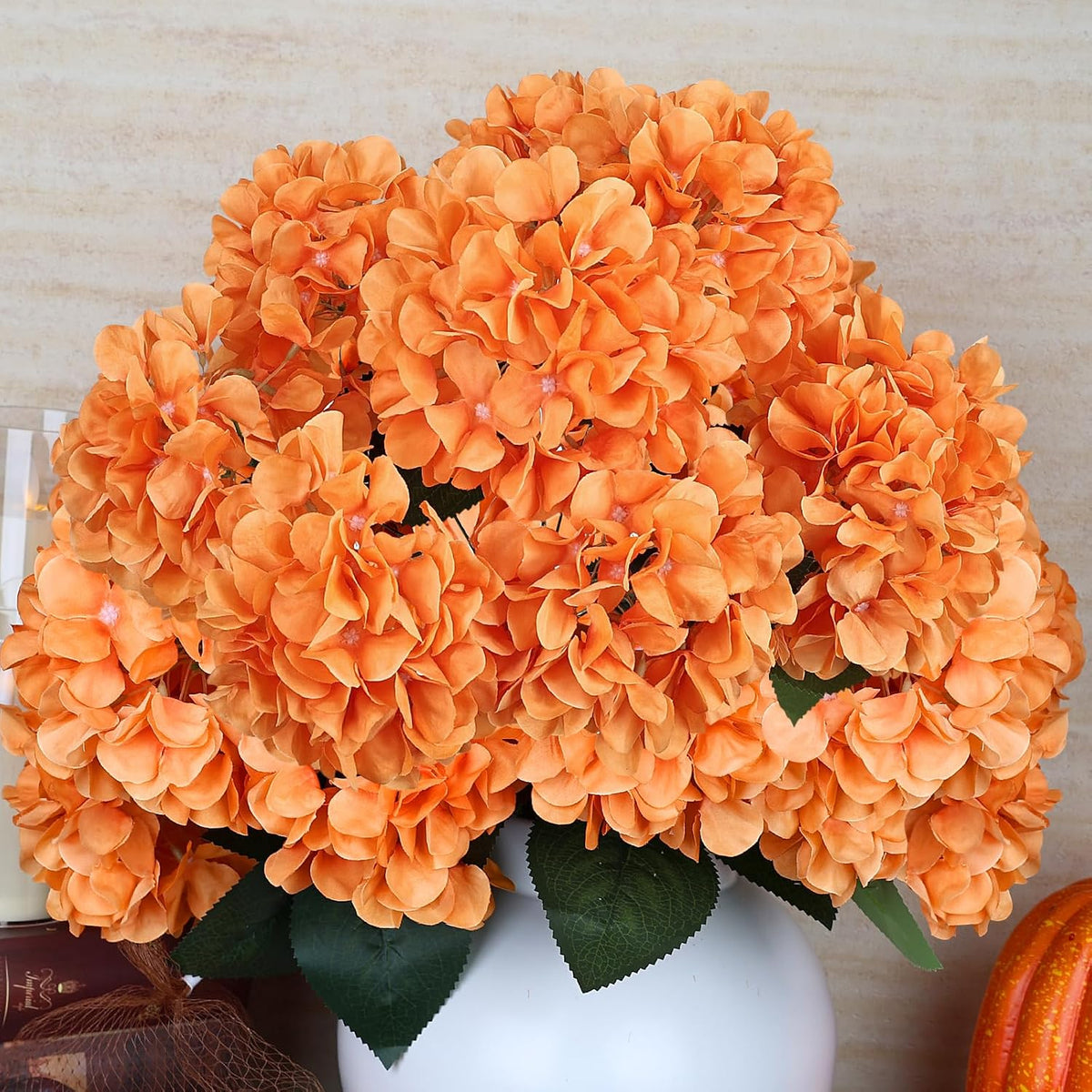 Dusty Blue Hydrangea Artificial Flowers Bulk - 6 PCS Large 54 Heads