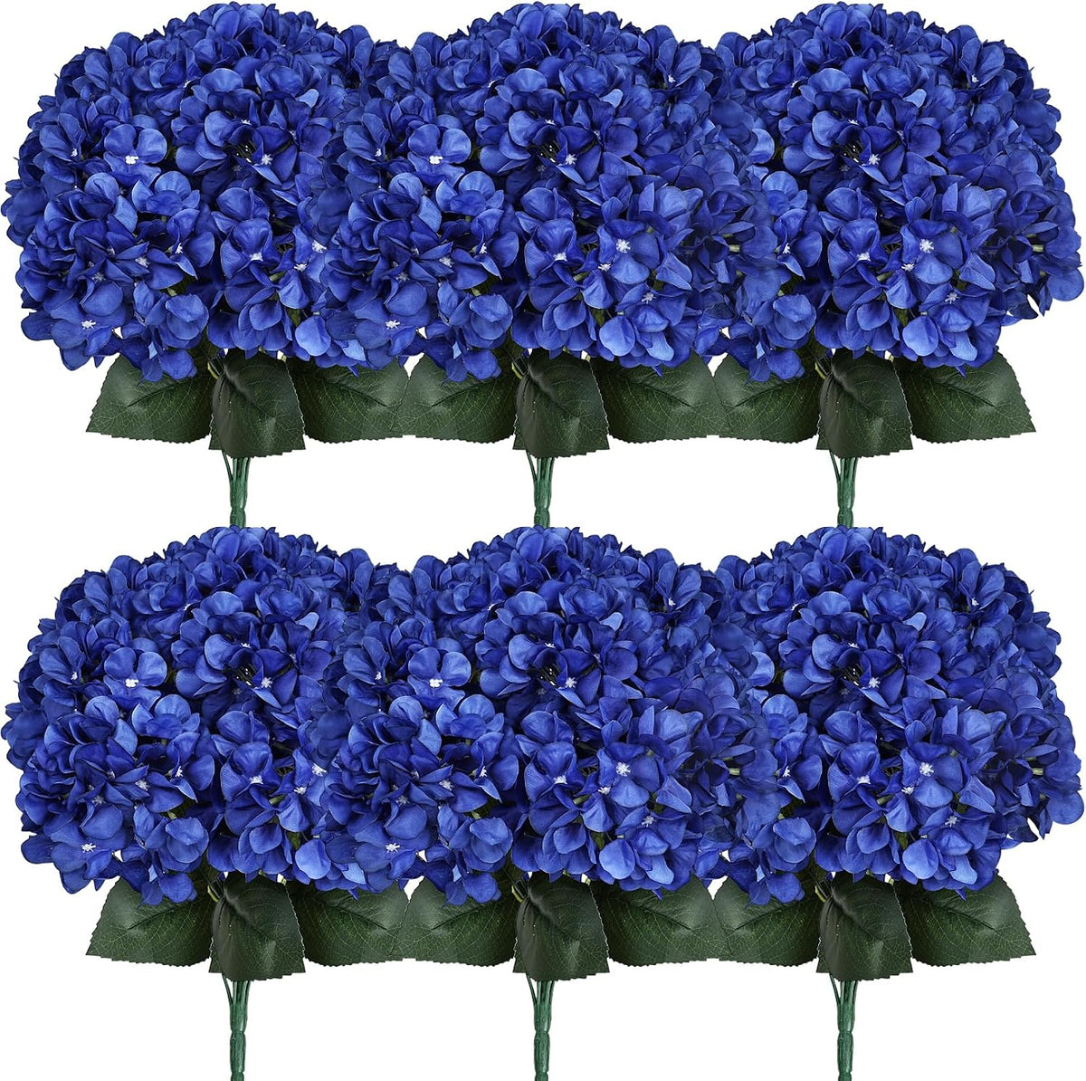 Dusty Blue Hydrangea Artificial Flowers Bulk - 6 PCS Large 54 Heads