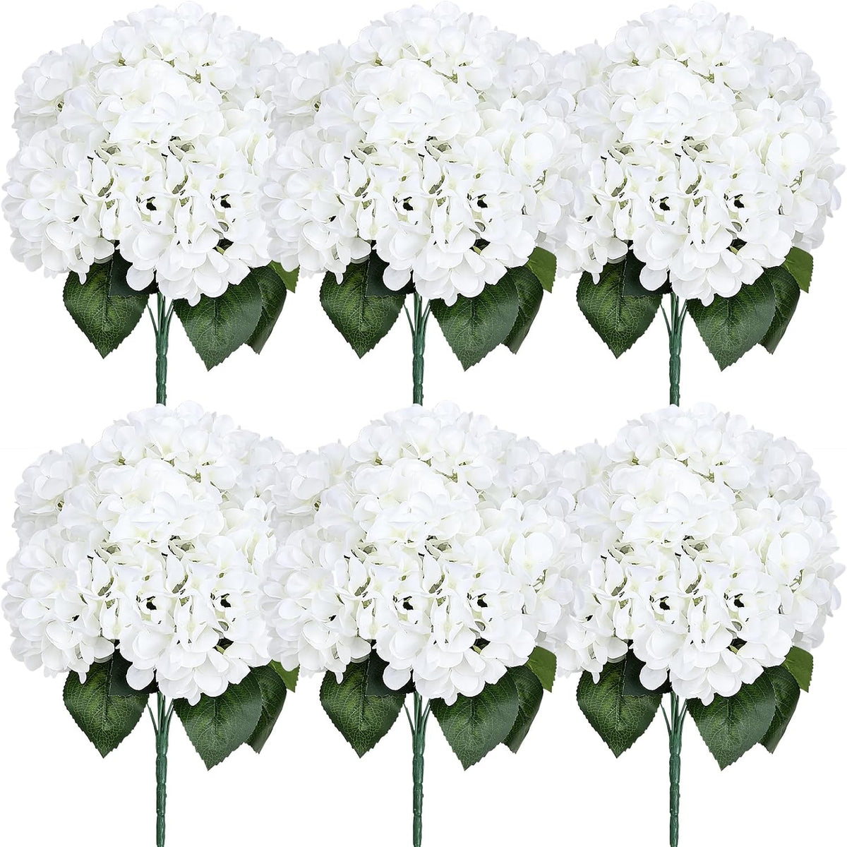 Dusty Blue Hydrangea Artificial Flowers Bulk - 6 PCS Large 54 Heads