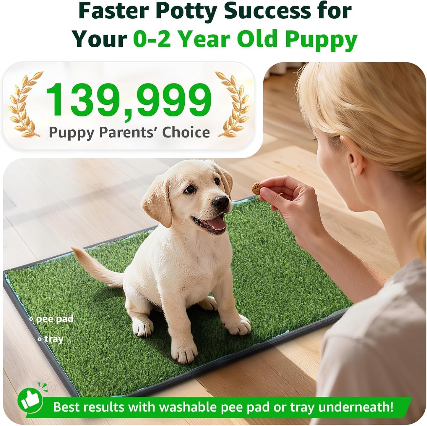 Replacement Artificial Grass Pee Pads for Dogs Potty Training to Pee & Poop | Faster Drainage, Washable, Easy to Clean & Dry Fake Grass for Puppy Pets, Protect Floor Furnitures of Apartment Balcony Patio