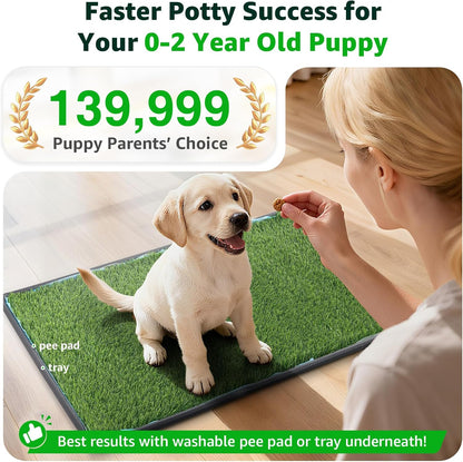 Replacement Artificial Grass Pee Pads for Dogs Potty Training to Pee & Poop | Faster Drainage, Washable, Easy to Clean & Dry Fake Grass for Puppy Pets, Protect Floor Furnitures of Apartment Balcony Patio