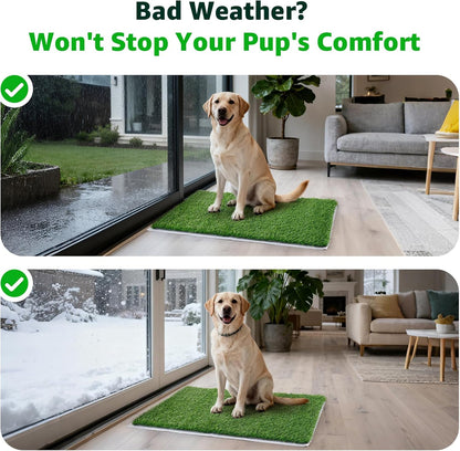 Replacement Artificial Grass Pee Pads for Dogs Potty Training to Pee & Poop | Faster Drainage, Washable, Easy to Clean & Dry Fake Grass for Puppy Pets, Protect Floor Furnitures of Apartment Balcony Patio