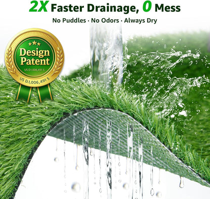 Replacement Artificial Grass Pee Pads for Dogs Potty Training to Pee & Poop | Faster Drainage, Washable, Easy to Clean & Dry Fake Grass for Puppy Pets, Protect Floor Furnitures of Apartment Balcony Patio