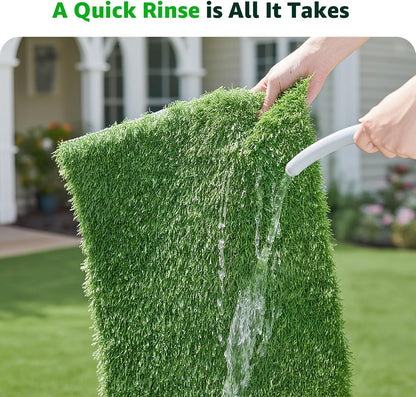 Replacement Artificial Grass Pee Pads for Dogs Potty Training to Pee & Poop | Faster Drainage, Washable, Easy to Clean & Dry Fake Grass for Puppy Pets, Protect Floor Furnitures of Apartment Balcony Patio