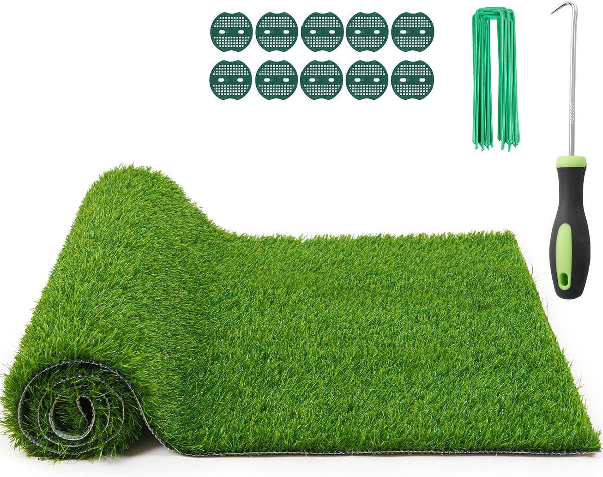 Artificial Grass Fake Turf Grass Outdoor Indoor with Drainage Holes, 3x5FT