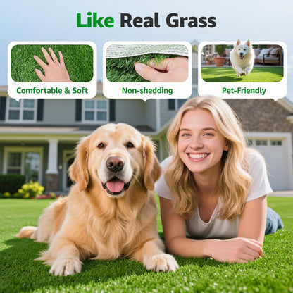 Artificial Grass Fake Turf Grass Outdoor Indoor with Drainage Holes, 3x5FT