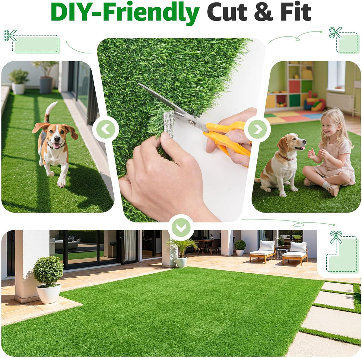 Artificial Grass Fake Turf Grass Outdoor Indoor with Drainage Holes, 3x5FT