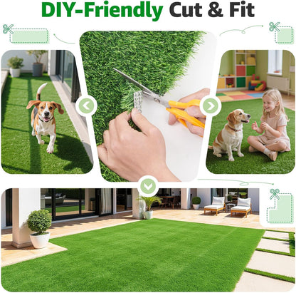 Artificial Grass Fake Turf Grass Outdoor Indoor with Drainage Holes, 3x5FT
