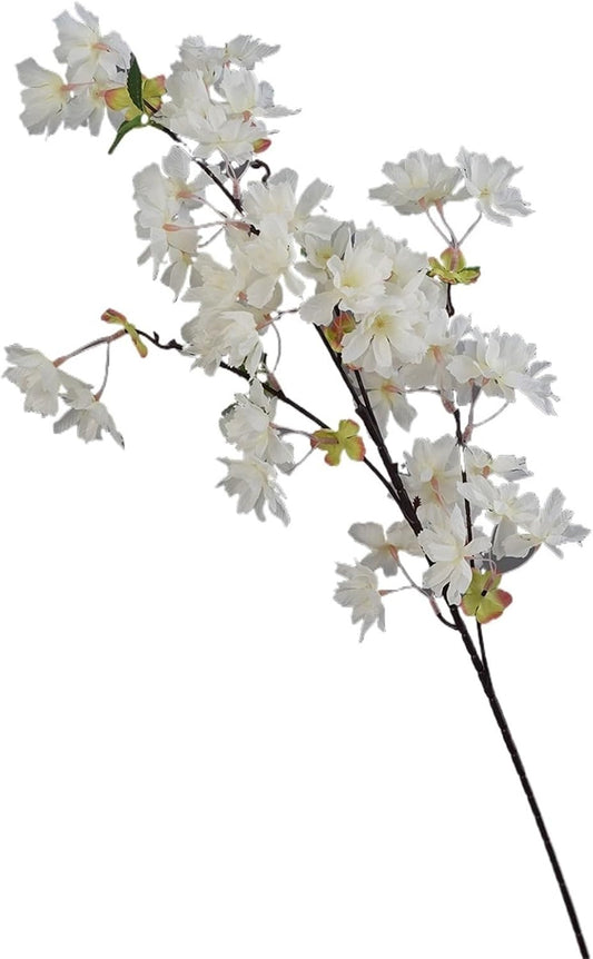 2Pcs 35.8In Artificial Peach Blossom Branches,4Fork Silk Cherry Plum Flower