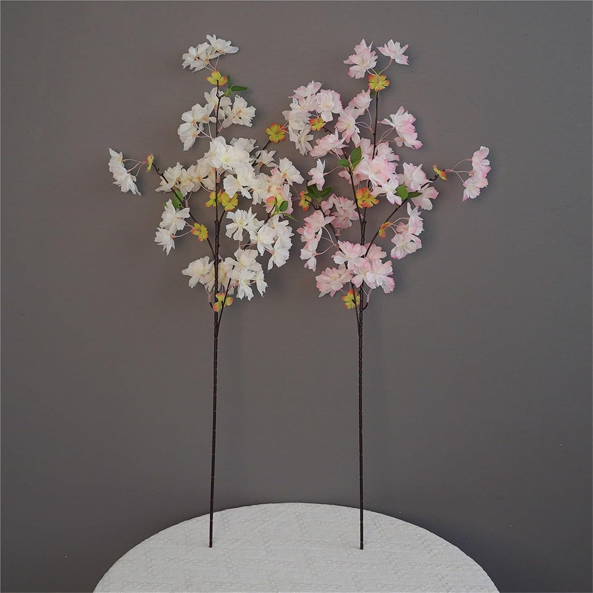 2Pcs 35.8In Artificial Peach Blossom Branches,4Fork Silk Cherry Plum Flower