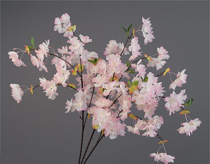 2Pcs 35.8In Artificial Peach Blossom Branches,4Fork Silk Cherry Plum Flower