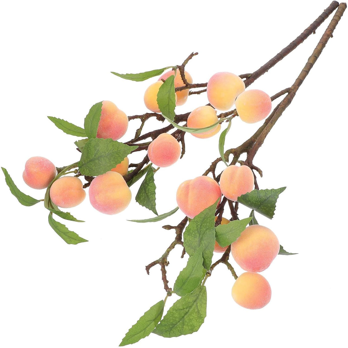 Artificial Fruit Branch 2pcs Foamed Blush Peach Tree Fake Xmas