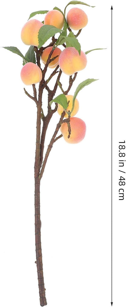 Artificial Fruit Branch 2pcs Foamed Blush Peach Tree Fake Xmas