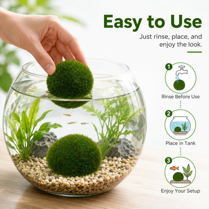 Artificial Moss Balls for Aquarium, Fake Moss Ball Decorative Rocks, Green Moss Covered Stones for Fish Tank Decor, Terrarium, Fairy Garden, Floral Arrangements (Extra Large 6 pcs)