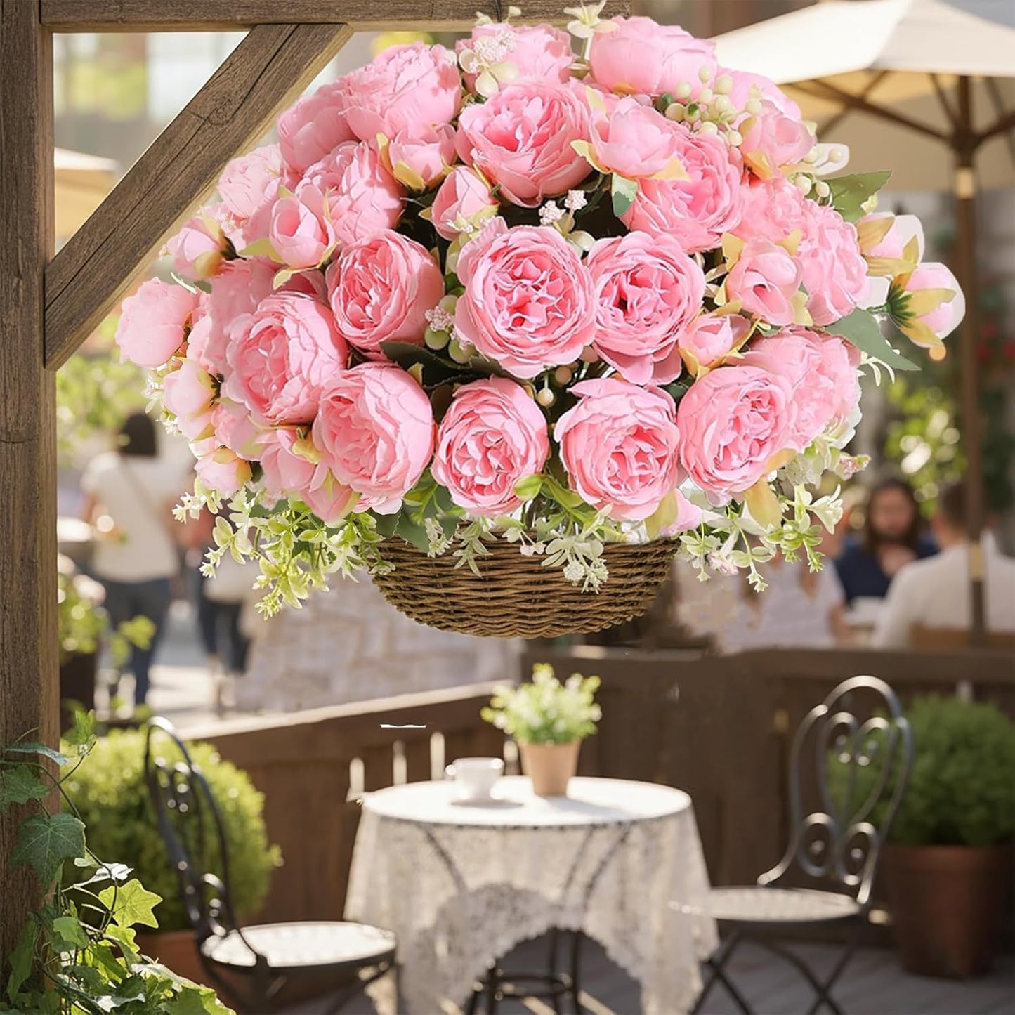 peonies artificial flowers 12 Bundles pink flowers bouquet, Lifelike Silk Fake Peonies with Stems for Home Table Centerpieces, Wedding, Party & DIY Bridal Floral Arrangements (Rose red + pink)