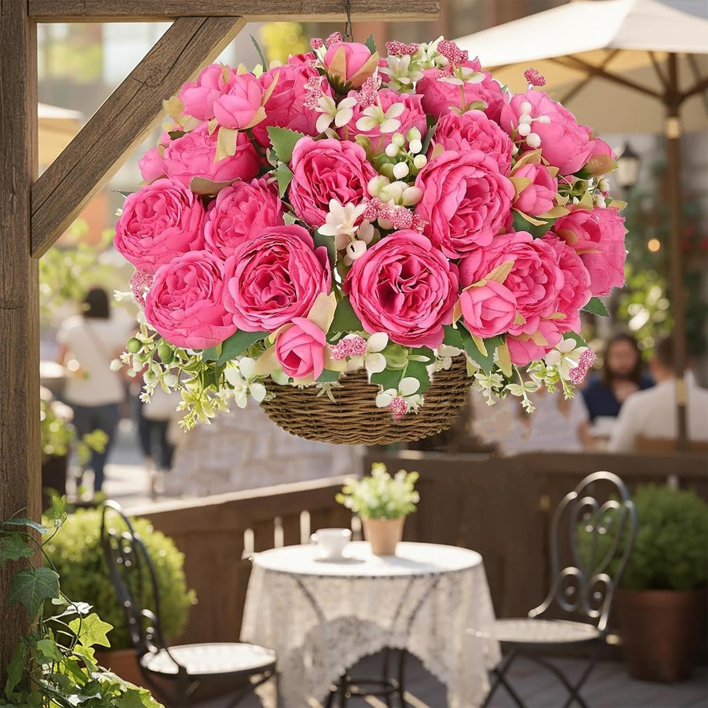peonies artificial flowers 12 Bundles pink flowers bouquet, Lifelike Silk Fake Peonies with Stems for Home Table Centerpieces, Wedding, Party & DIY Bridal Floral Arrangements (Rose red + pink)