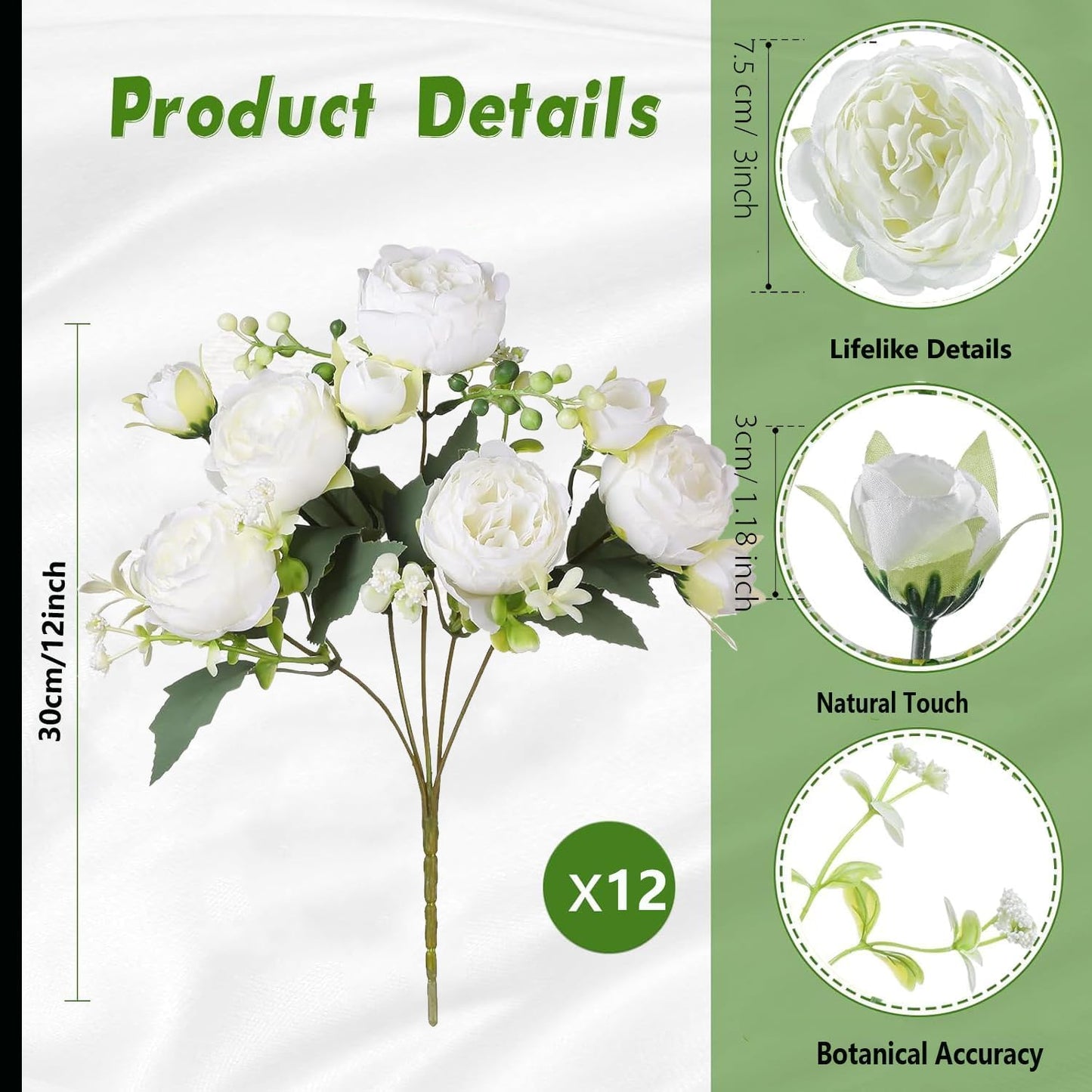peonies artificial flowers 12 Bundles pink flowers bouquet, Lifelike Silk Fake Peonies with Stems for Home Table Centerpieces, Wedding, Party & DIY Bridal Floral Arrangements (Rose red + pink)