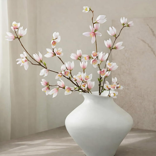 Riceshoot 4 Pcs Artificial Magnolia Flowers 35 Inch Magnolia Branch, Pink