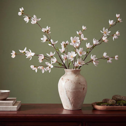 Riceshoot 4 Pcs Artificial Magnolia Flowers 35 Inch Magnolia Branch, Pink