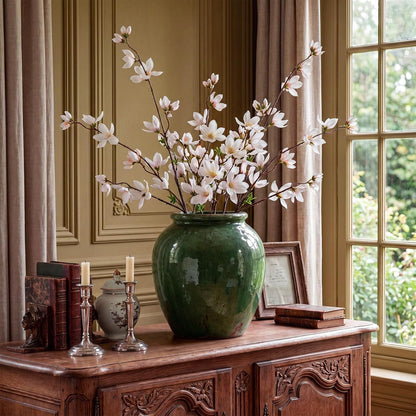 Riceshoot 4 Pcs Artificial Magnolia Flowers 35 Inch Magnolia Branch, Pink