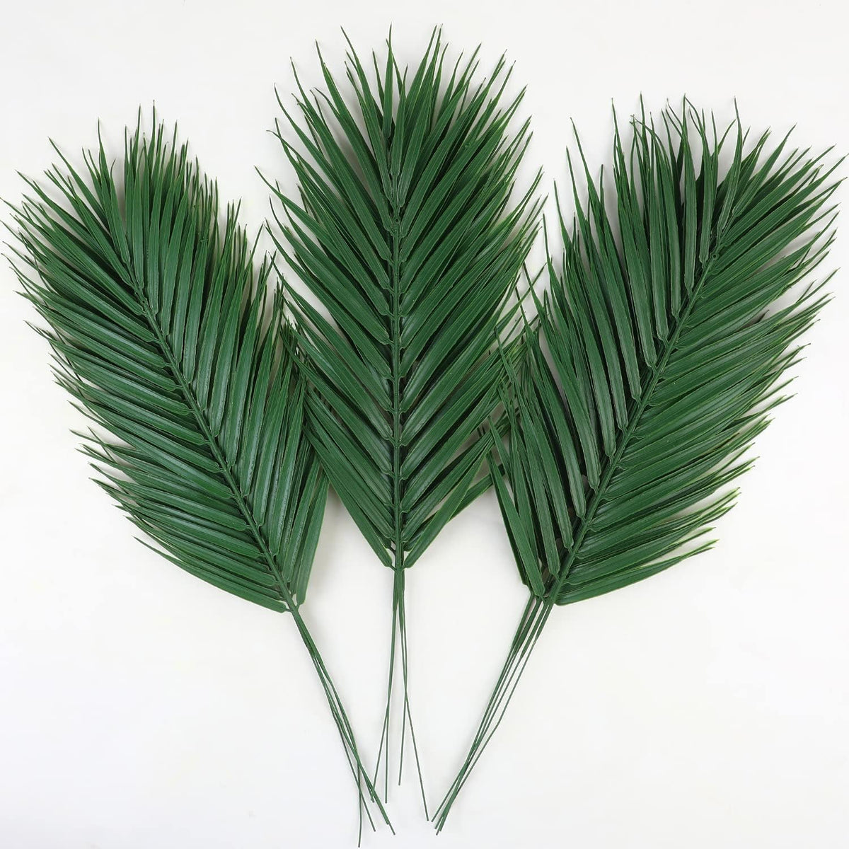 Artificial Palm Leaves, Faux Large Palm Fronds Fake Tropical Plant Simulation Safari Leaves with Stems for Home Hawaiian Luau Party Jungle Beach Theme Party Decoration